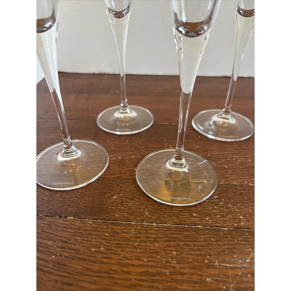 Set of 4‎ Villeroy & Boch MAXIMA  Crystal Champagne Flutes Glasses